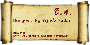 Benyovszky Ajnácska névjegykártya